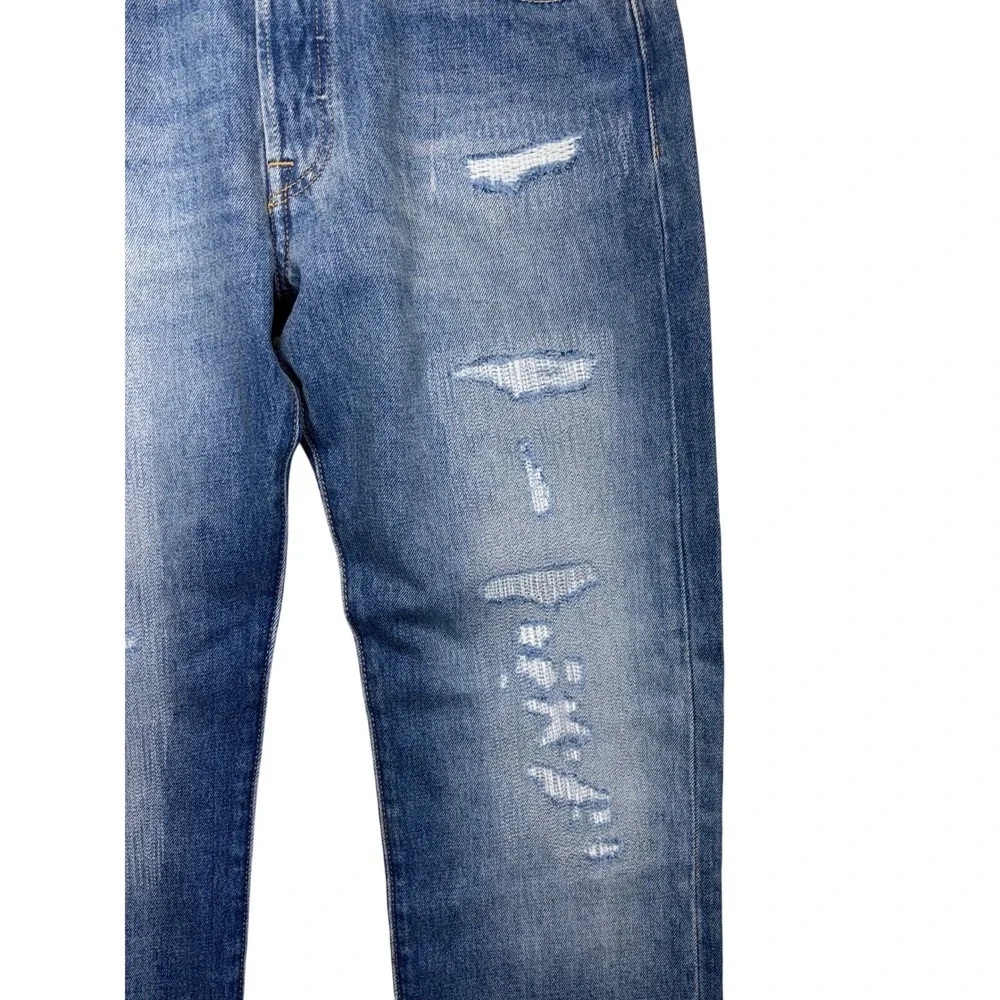 Levis 501 150th Anniversary Mens Distressed Straight Leg Jeans Blue W34 L38